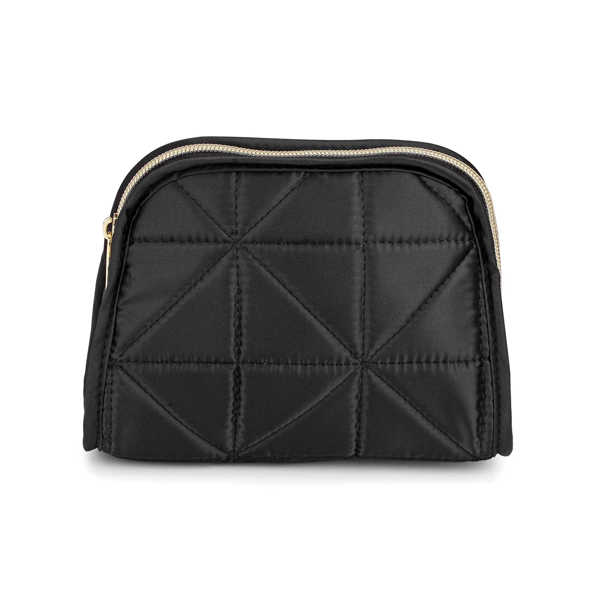 Conair Small Makeup Bag, Cosmetic Bag for Everyday Touch-Ups or Jewelery, Perfect Size for Purse or Carry-On, Small Organizer Shape in Black Quilt