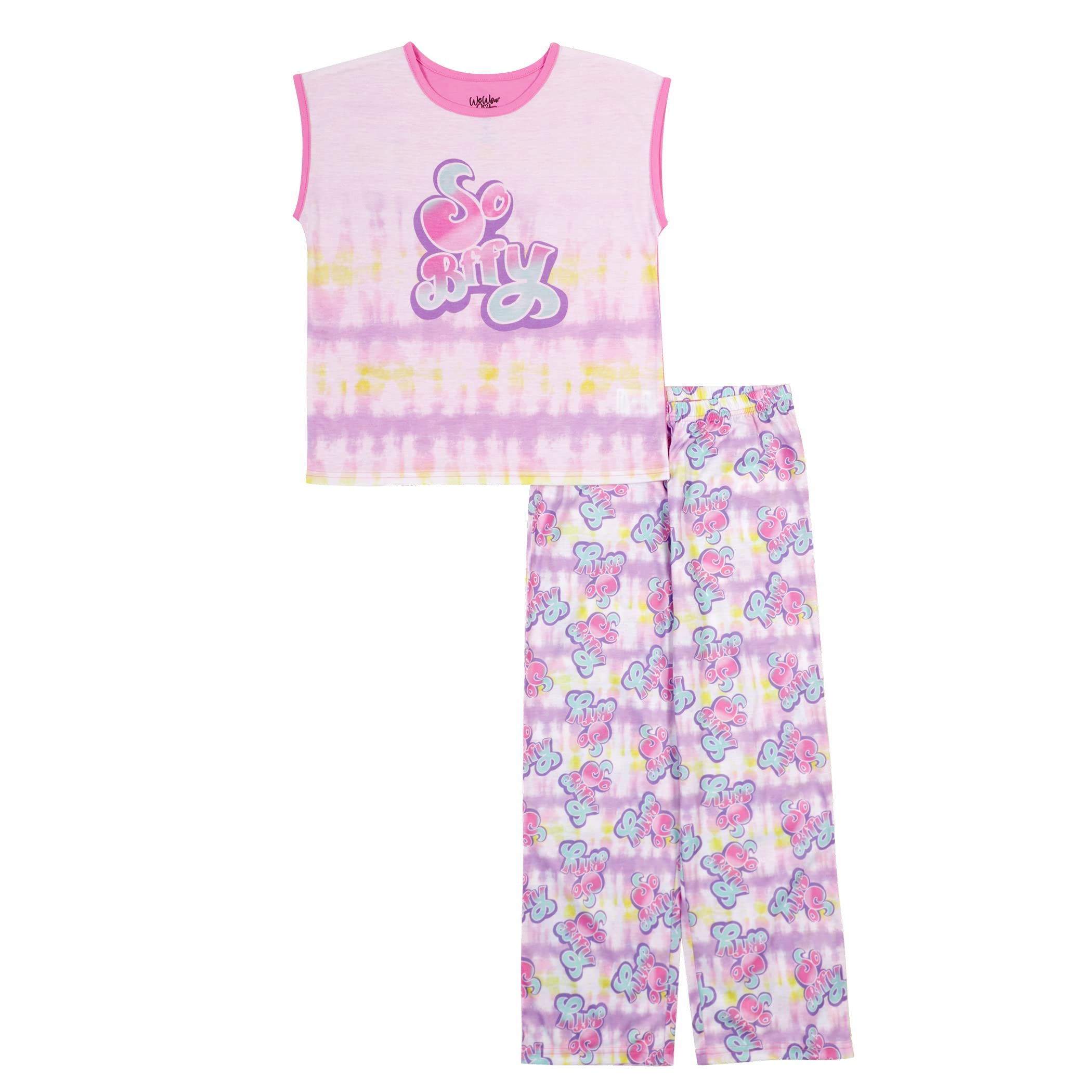 Wewearcute Girls' 2-Piece Loose-fit Pajama Set, Soft & Cute for Kids, JUST CHILL, 4